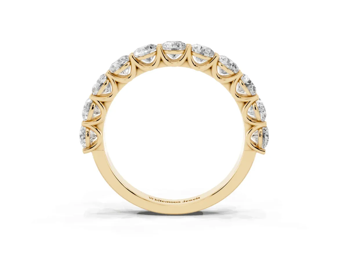 Round Diamond Shared Prong Eternity Band Yellow gold