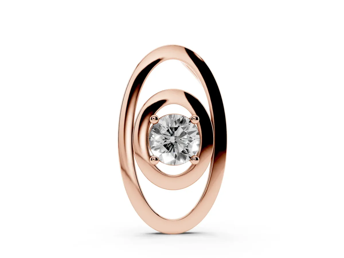 Round Diamond Bezel Set Pendant with Double Halo Rose gold