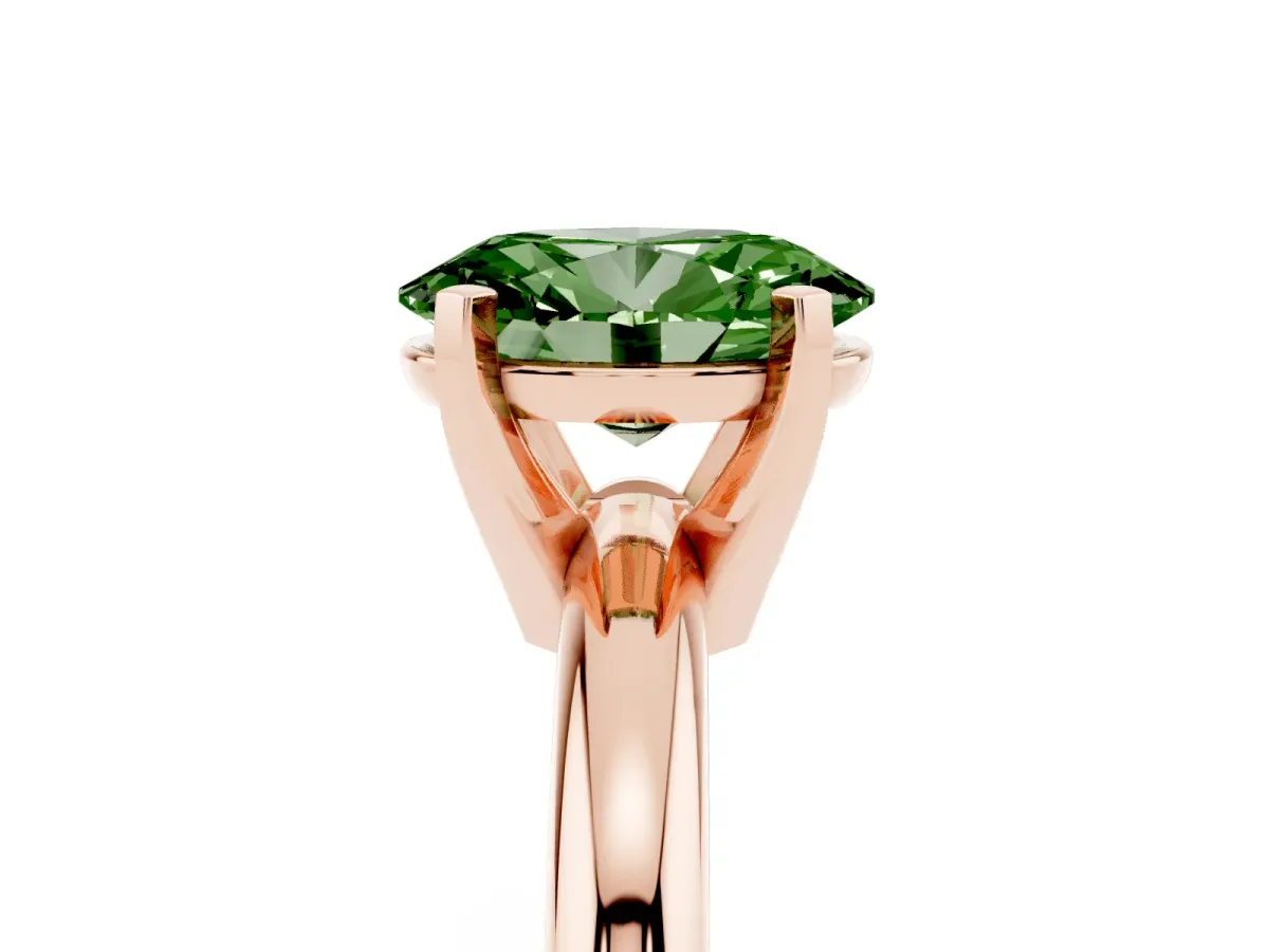 Fancy Green Oval Cut Diamond Solitaire Engagement Ring with Round Band and Four-Prong Setting Rose gold