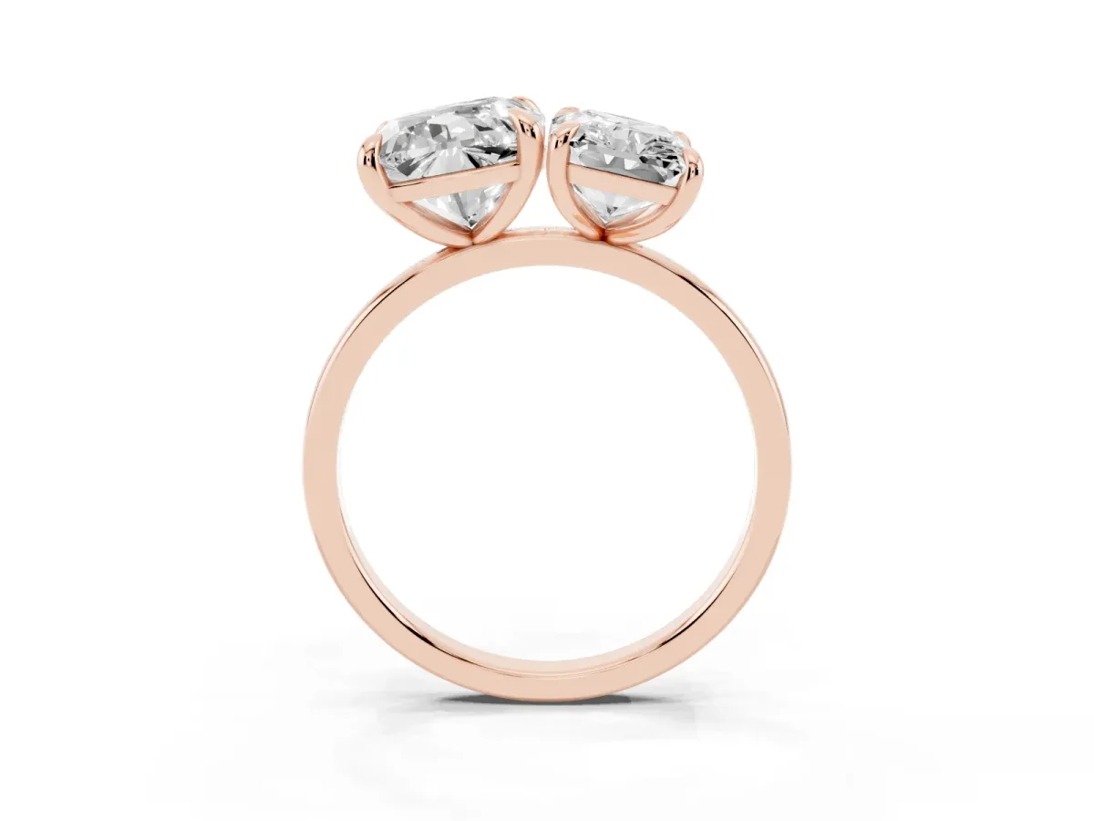 Cushion and Radiant Toi Moi Ring with Prong Setting and Plain Band Rose gold
