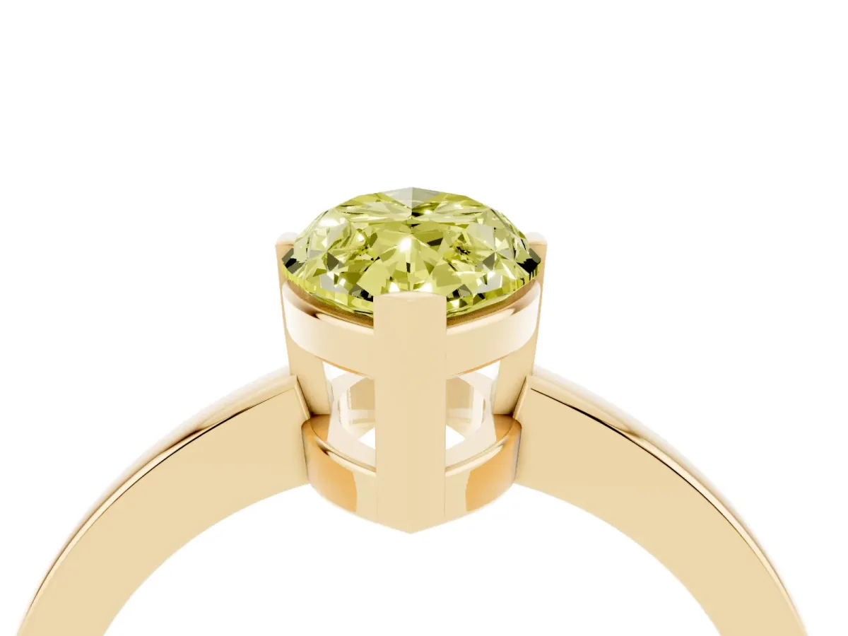 Fancy Yellow Marquise Cut Cut Solitaire Ring with Four-Prong Setting and Classic Band Yellow gold