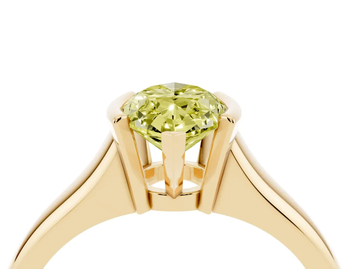 Fancy Yellow Marquise Cut Solitaire Tension Set Diamond Ring with Split Shank Band Yellow gold