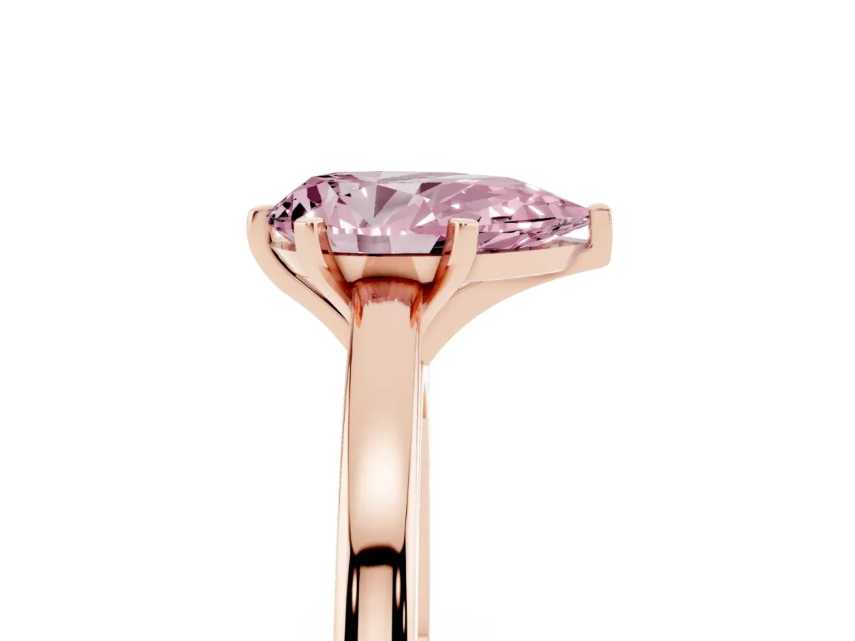 Fancy Pink Pear Cut Solitaire Diamond Engagement Ring with Four-Prong Setting on a Classic Band Rose gold