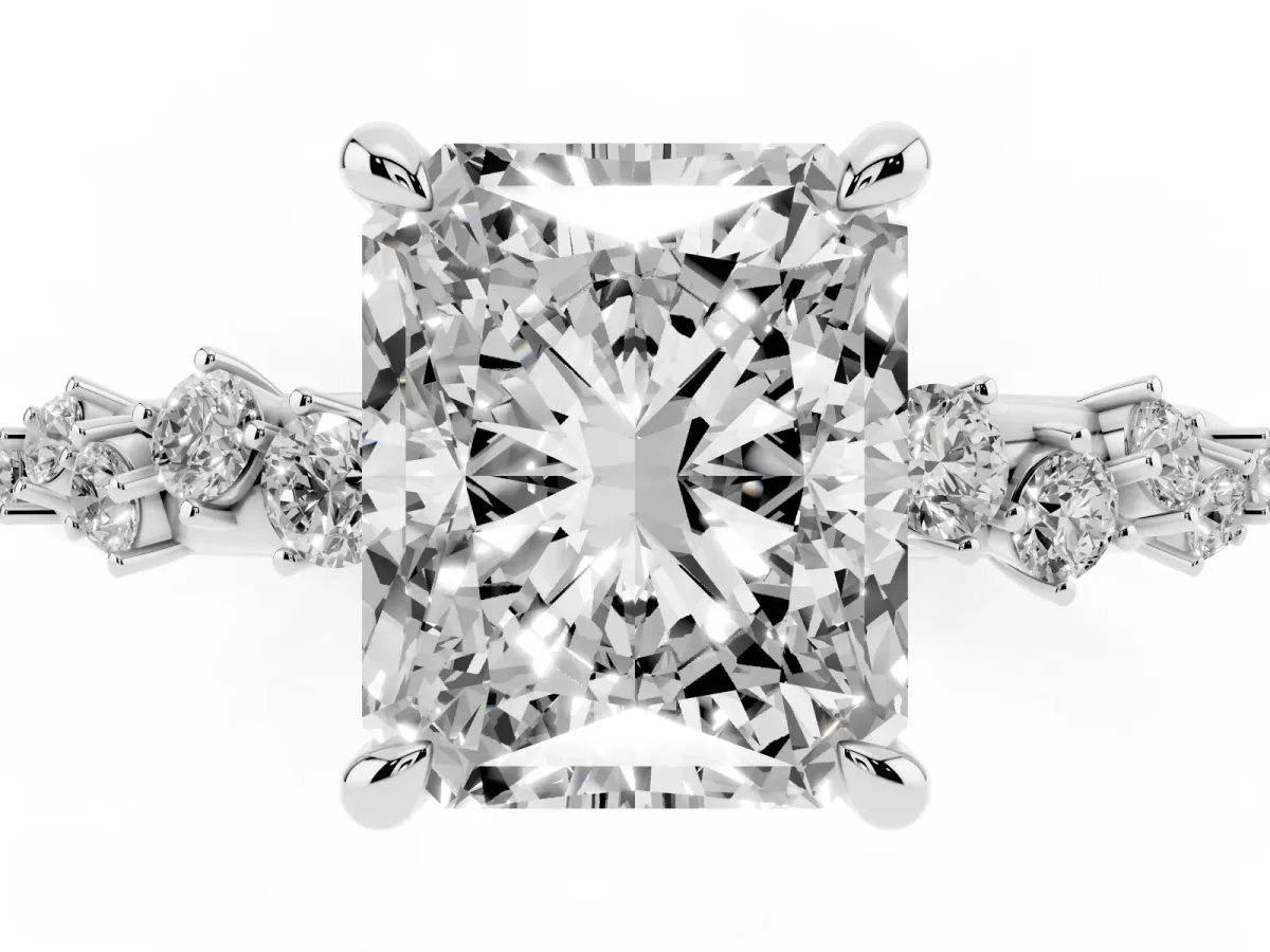 Radiant Cut Cut Diamond Vine Band with Four-Prong Setting Platinum