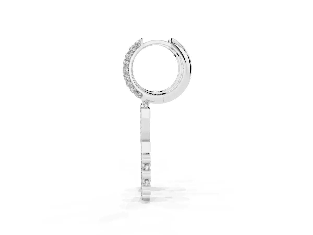 Round Diamond Initial Z Huggie Hoop Earrings Platinum