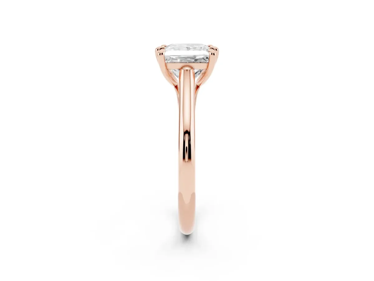 Princess Cut Solitaire Engagement Ring with Six-Prong Setting and Classic Band Rose gold