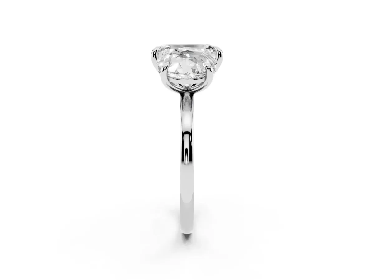 Round and Emerald Toi Moi Ring with Prong Setting and Plain Band Platinum