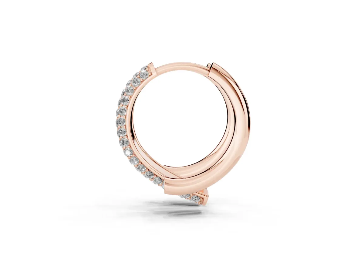 Round Diamond Vega Bypass Hoop Earrings Rose gold