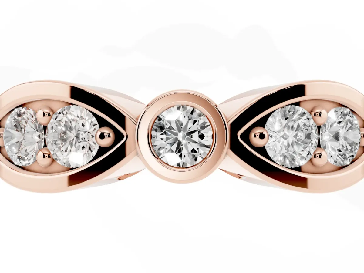 Bezel Set Round Diamond Marquise Band Rose gold