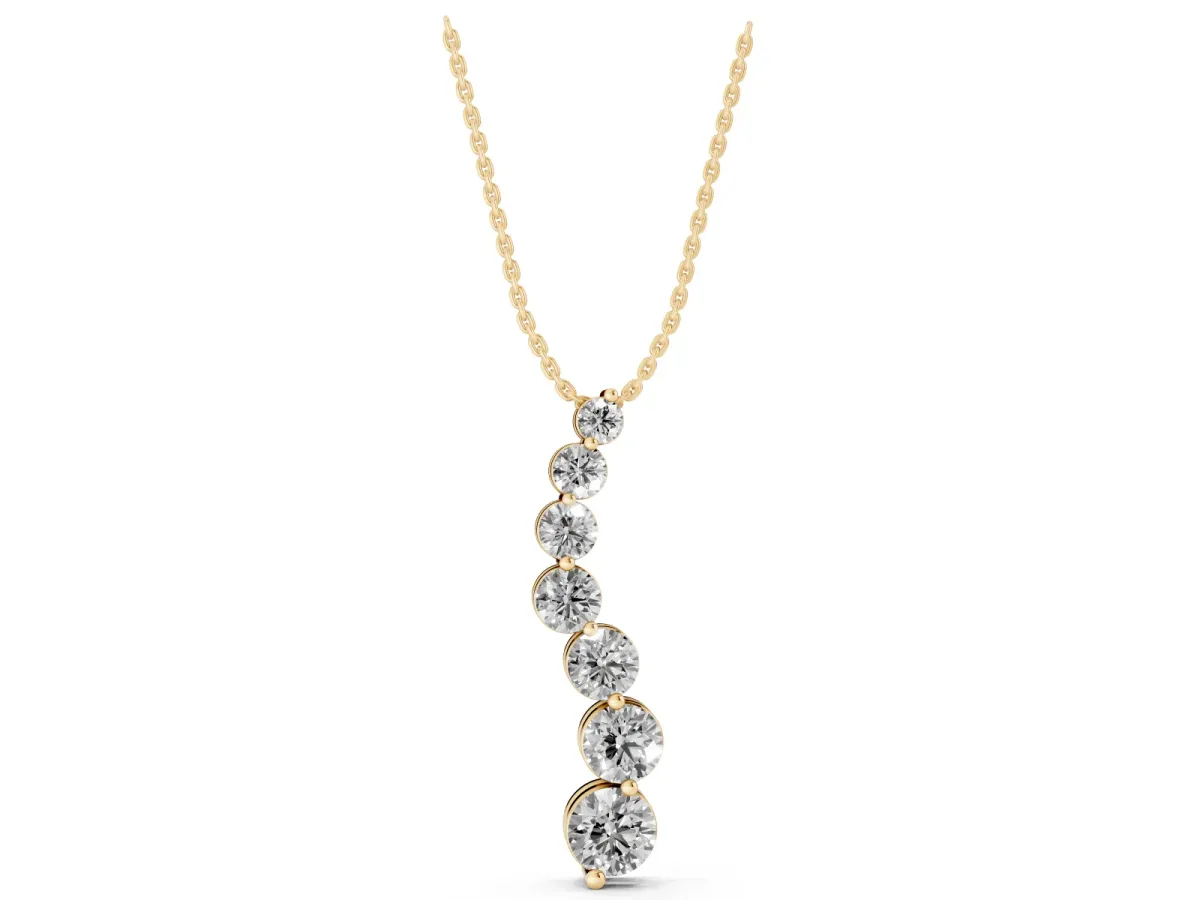 Graduated Round Prong-Set Diamond Pendant Yellow gold