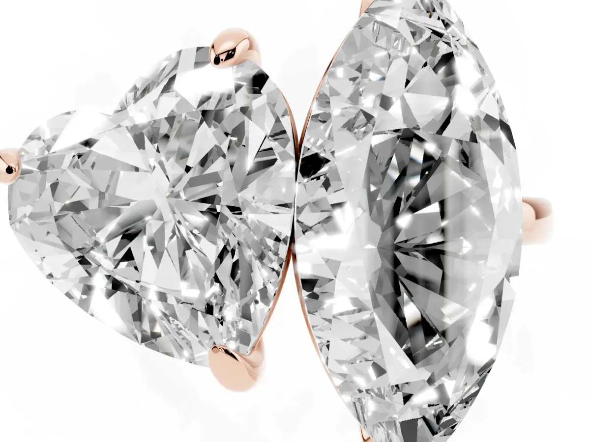 Heart and Marquise Toi Moi Ring with Prong Setting and Micro Pave Band Rose gold