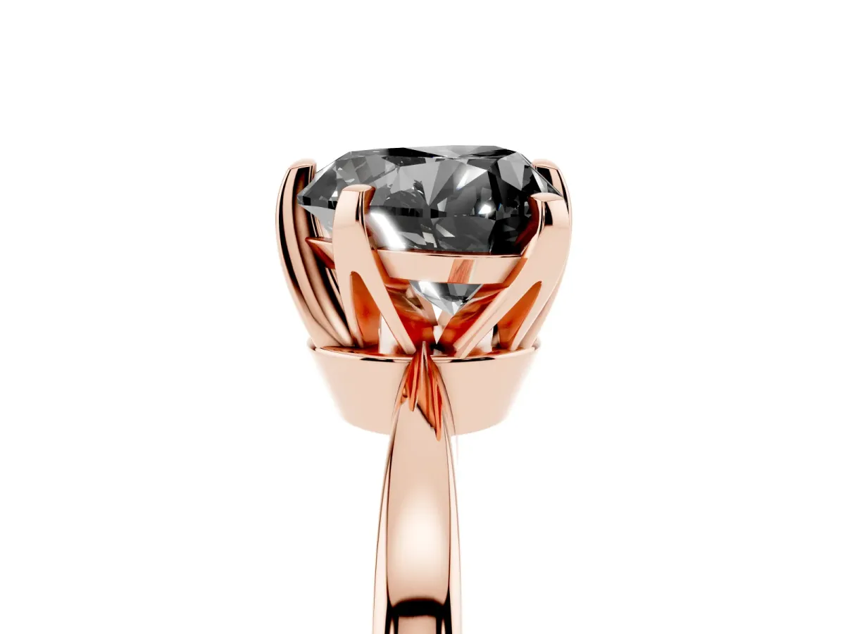 Fancy Black Heart Cut Solitaire Engagement Ring with Six-Prong Setting and Tapered Band Rose gold