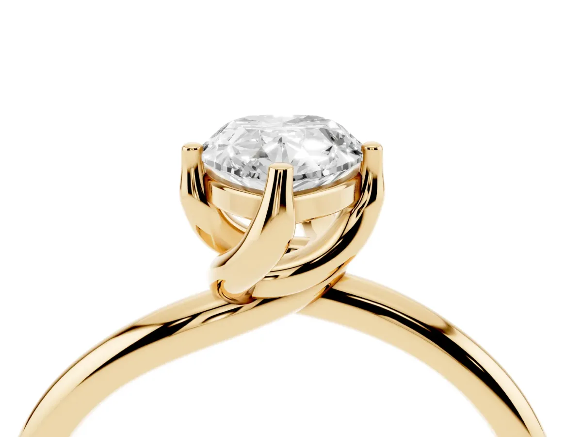 Pear Cut Diamond Solitaire Engagement Ring with Four-Prong Setting and Classic Band Yellow gold