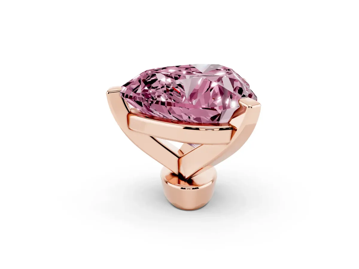 Fancy Pink Heart Cut Diamond Solitaire Ring with Prong Setting and Classic Band Rose gold