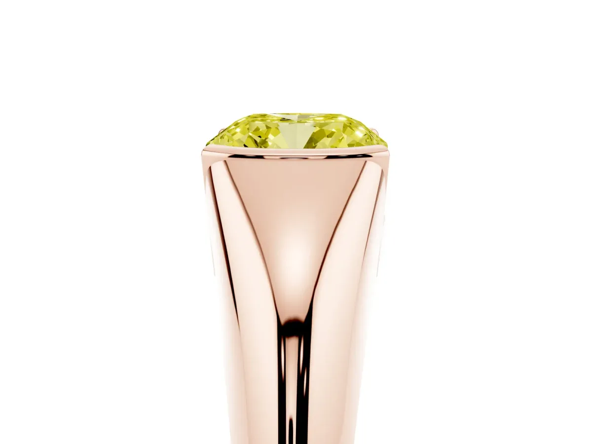 Fancy Yellow Cushion Cut Solitaire Tension Set Diamond Ring Rose gold