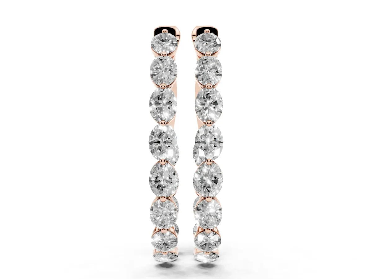 Oval Cut Diamond Inside-Out Hoop Earrings Rose gold
