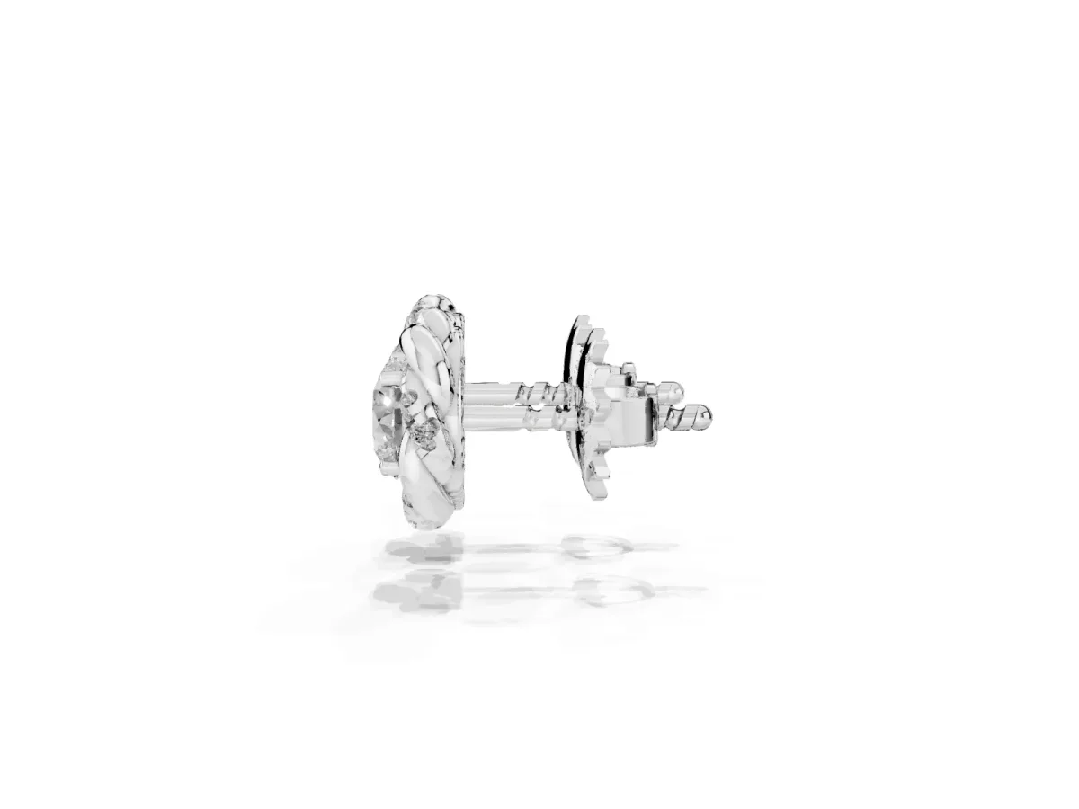 Round Diamond Oceana Halo Stud Earrings Platinum