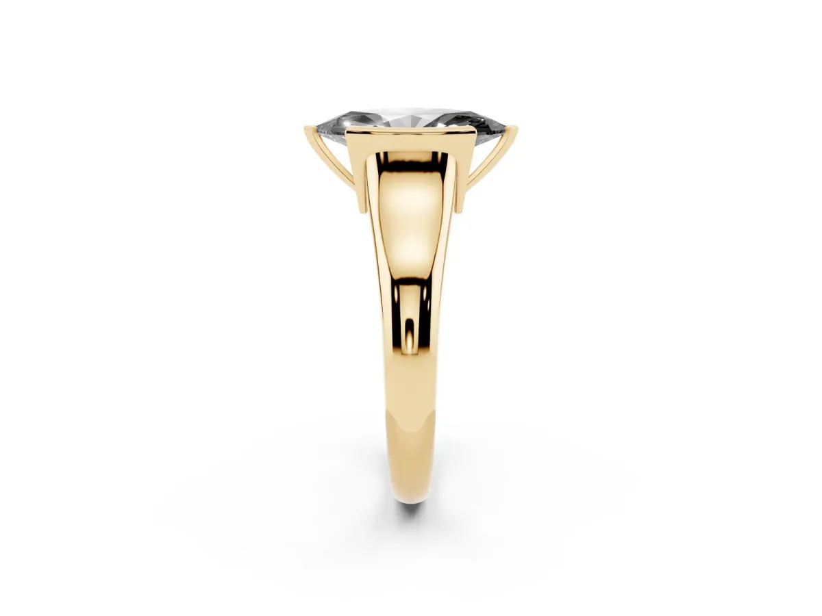 Fancy Black Marquise Cut Solitaire Tension Set Diamond Ring with Split Shank Band Yellow gold