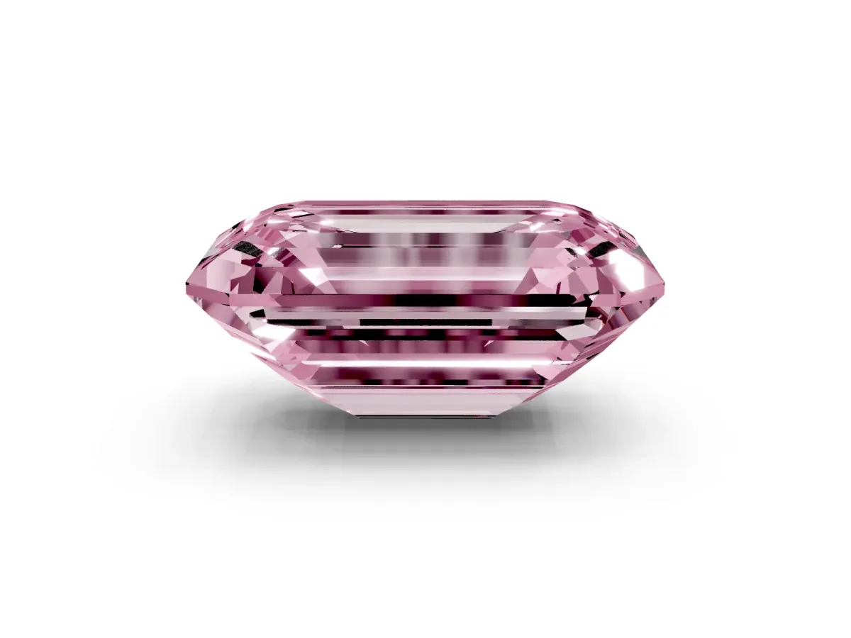 Fancy Pink Emerald Cut Solitaire Twist Band Six-Prong Setting Rose gold