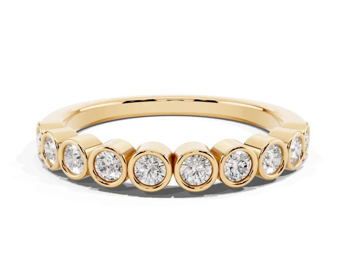 Bezel Set Round Diamond Eternity Band Yellow gold