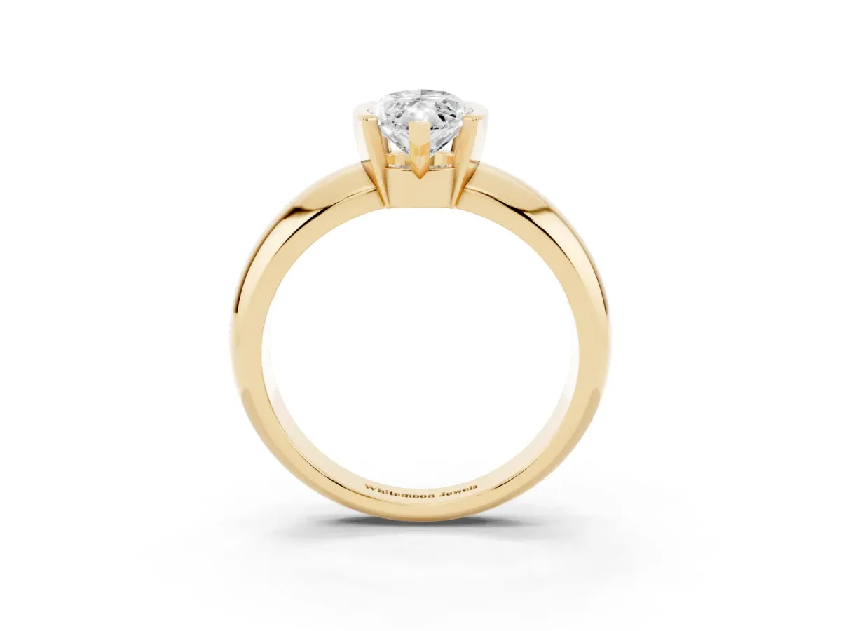 Marquise Cut Solitaire Tension Set Diamond Ring with Wide Band Yellow gold