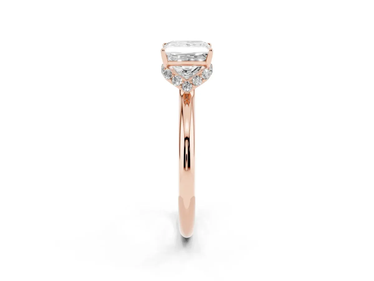 Princess Cut Brilliant Solitaire Engagement Ring with Six-Prong Setting and Classic Band Rose gold