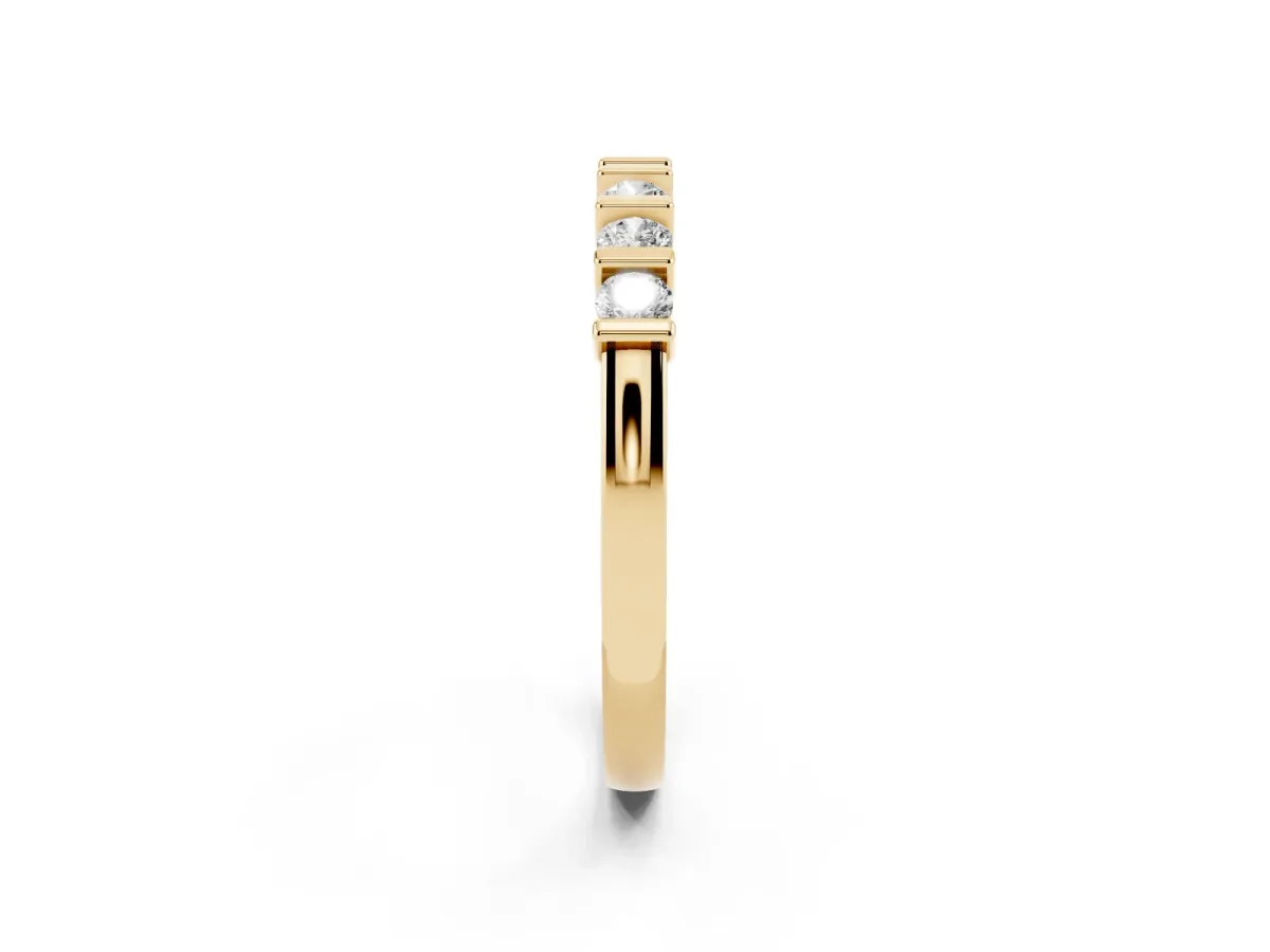 Channel-Set Round Diamond Half-Eternity Band Yellow gold