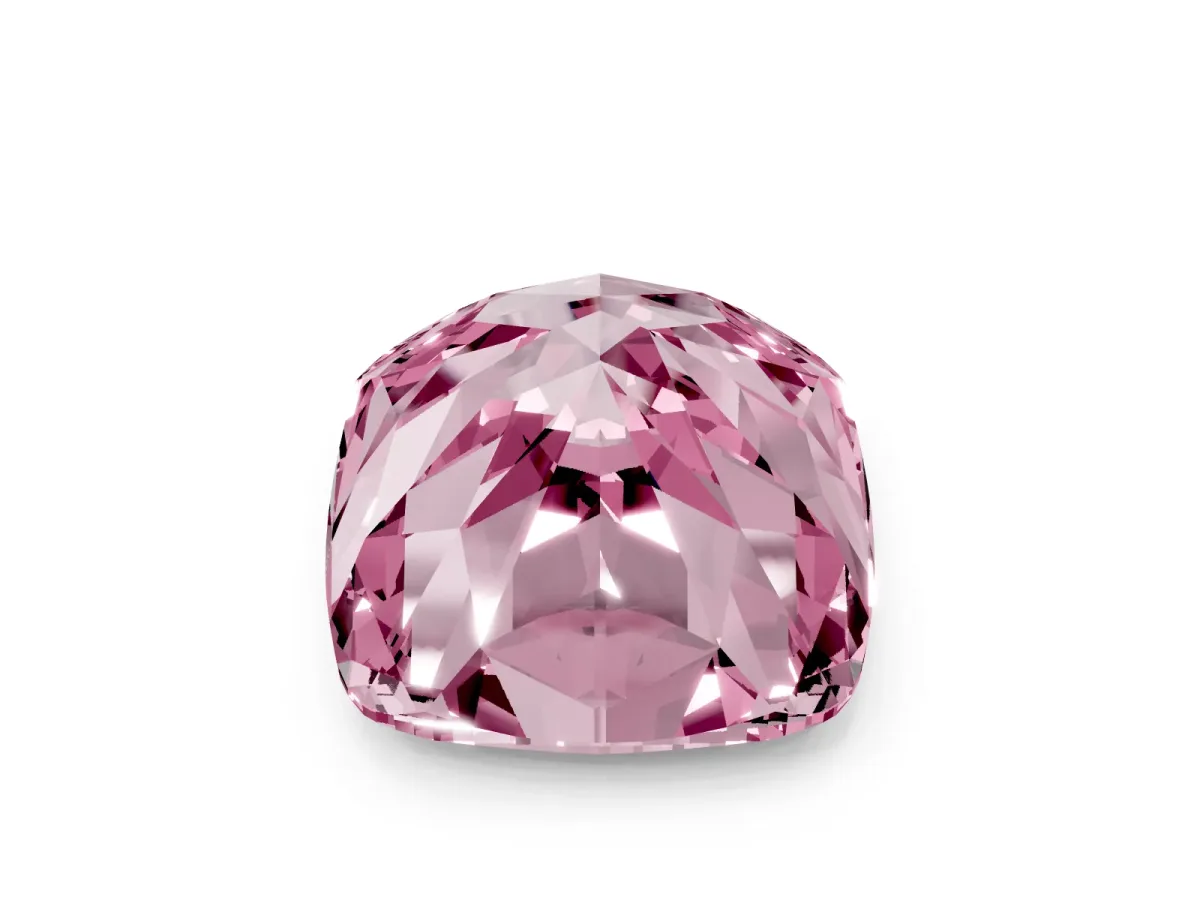 Fancy Pink Cushion Cut Solitaire Engagement Ring with Cathedral Band and Four-Prong Setting Silver