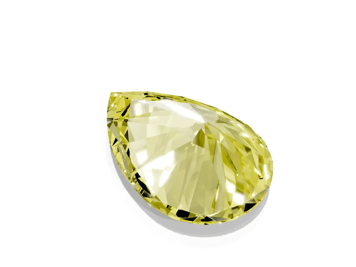 Fancy Yellow Pear Cut Diamond Ring with Marquise Side Stones and Prong Setting Yellow gold