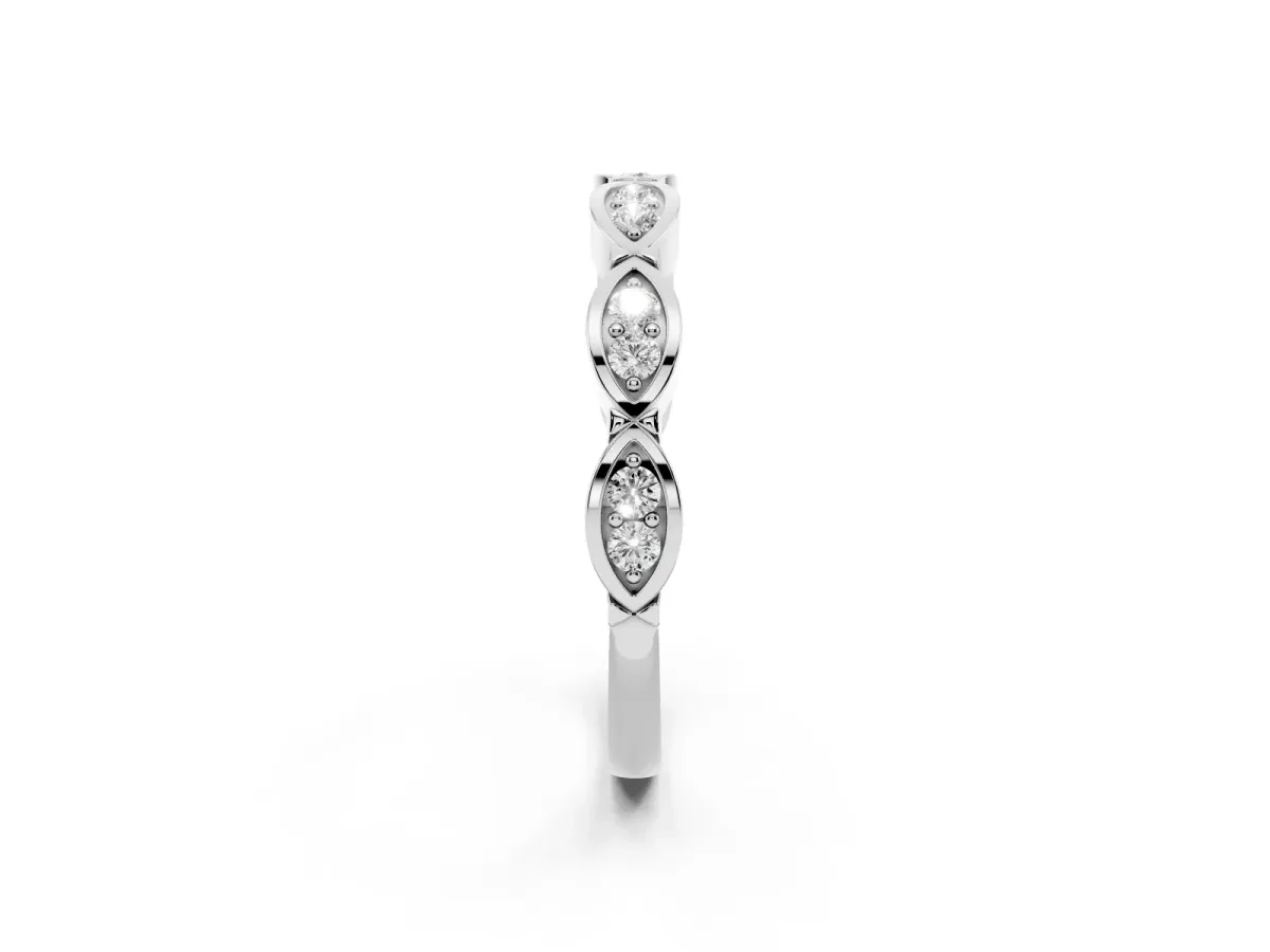 Marquise Diamond Bezel Set Eternity Band Silver
