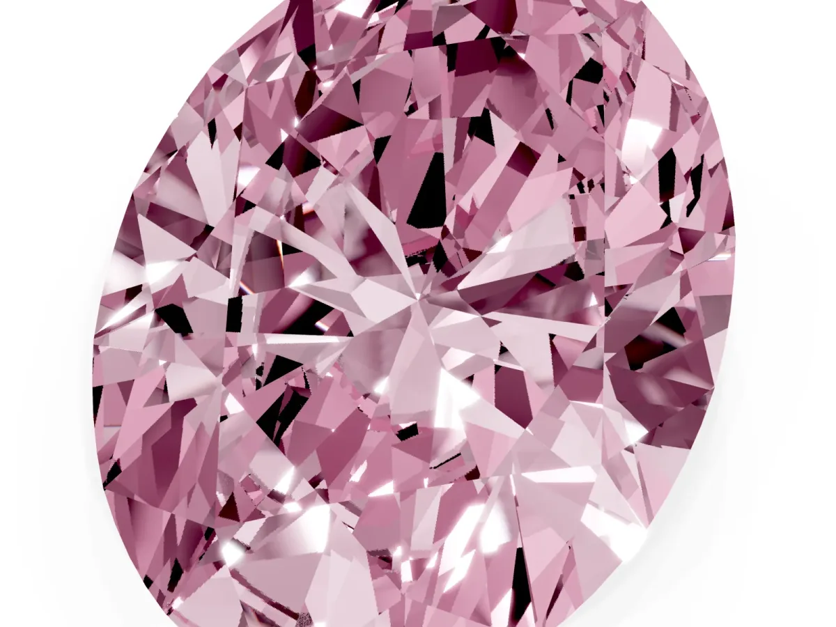 Fancy Pink Oval Cut Diamond Solitaire Ring with Prong Setting and Pavé Band Silver