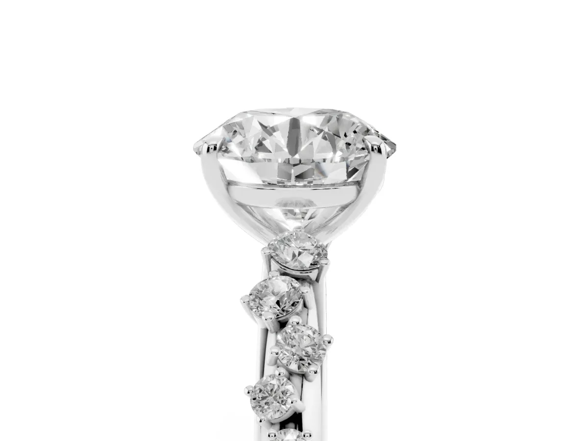 Round Cut Diamond Cluster Prong-Set Solitaire Ring Platinum