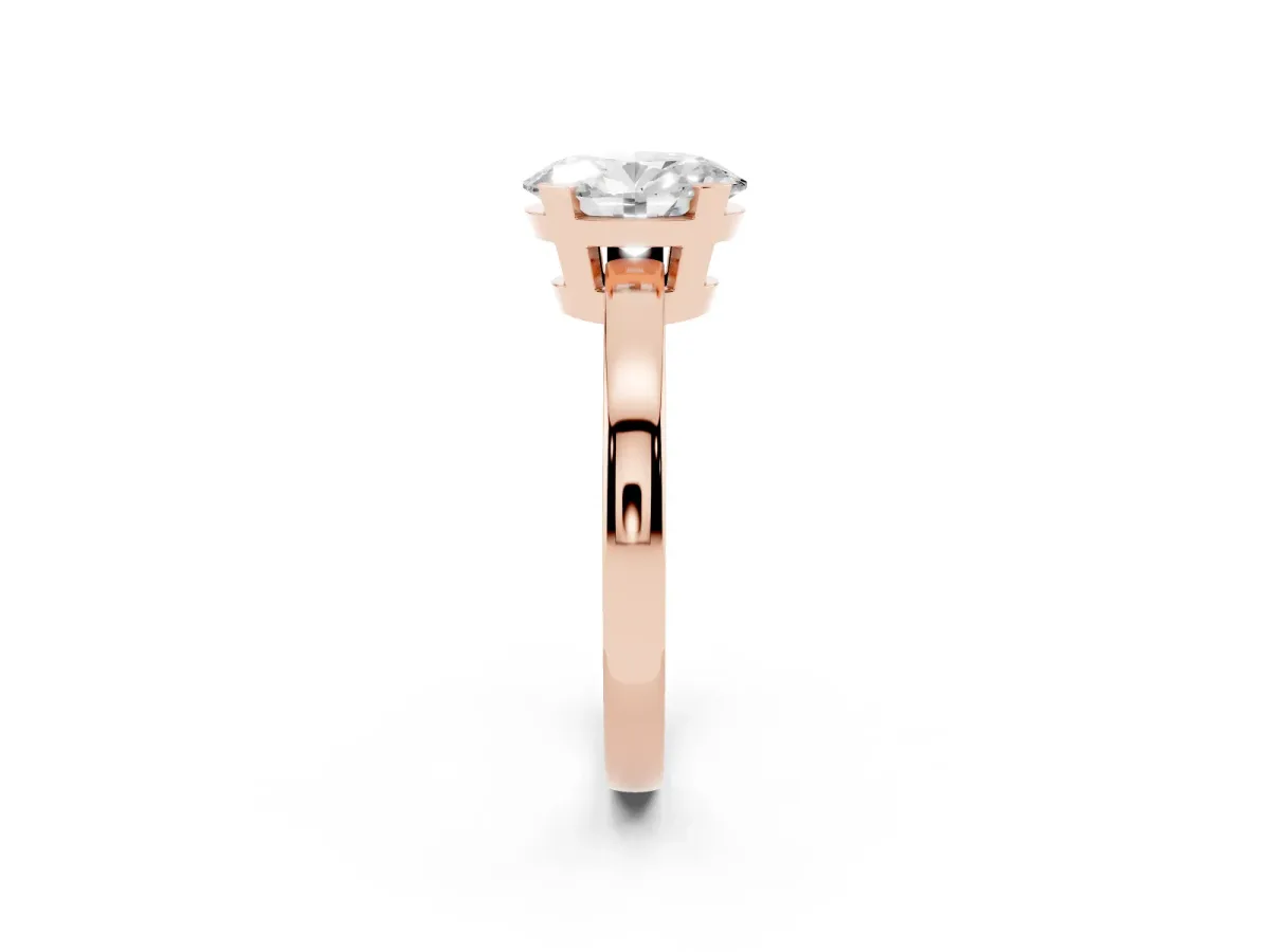 Oval Cut Cut Solitaire Ring with Four-Prong Setting and Classic Band Rose gold