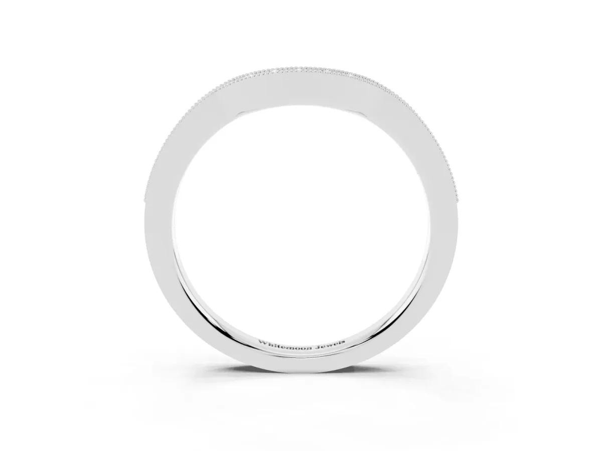 Curved Round Diamond Band with Milgrain Pavé Setting Platinum