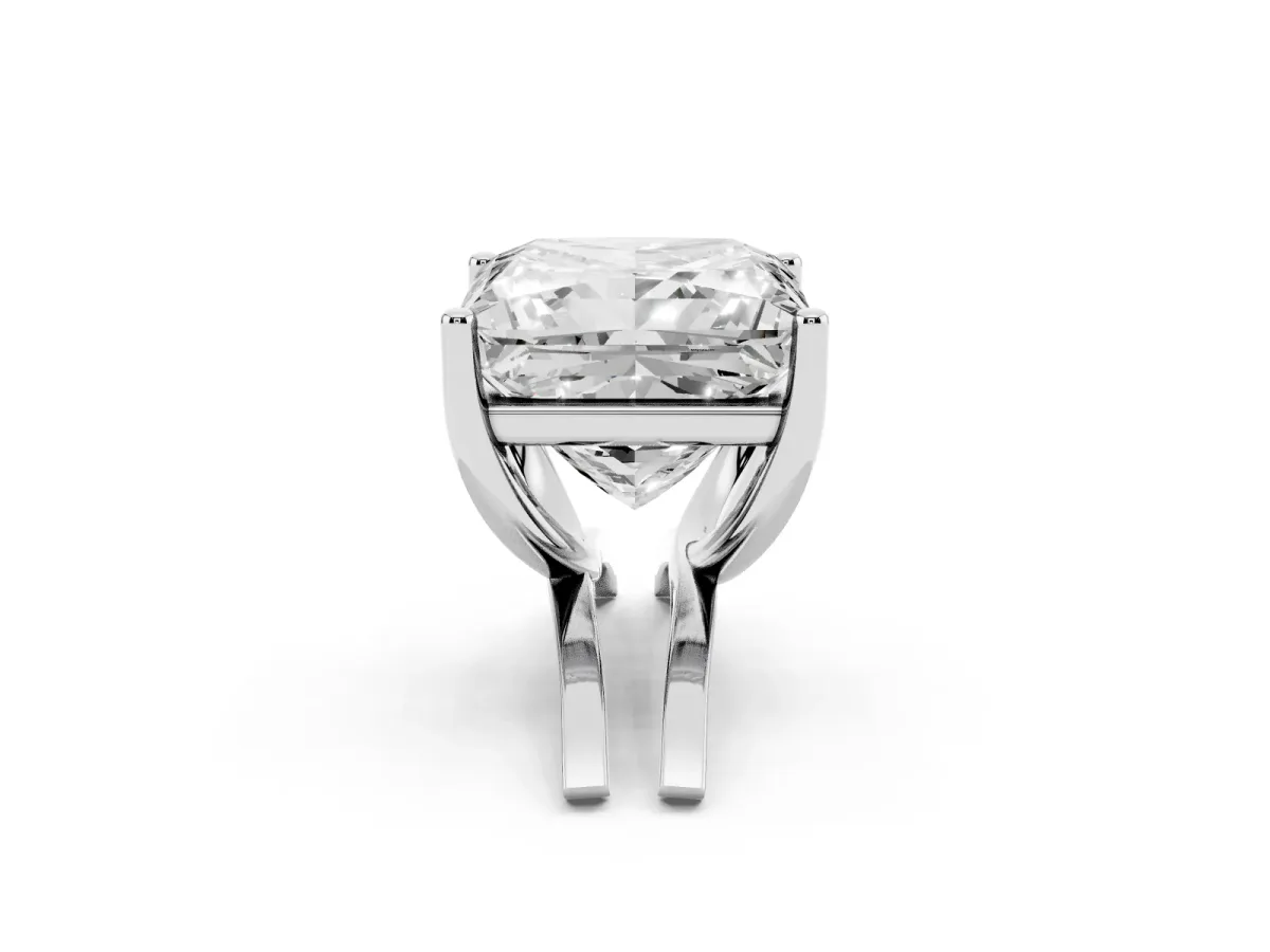 Princess Cut Cut Diamond Solitaire Engagement Ring with Tapered Plain Band and Four-Prong Setting White gold