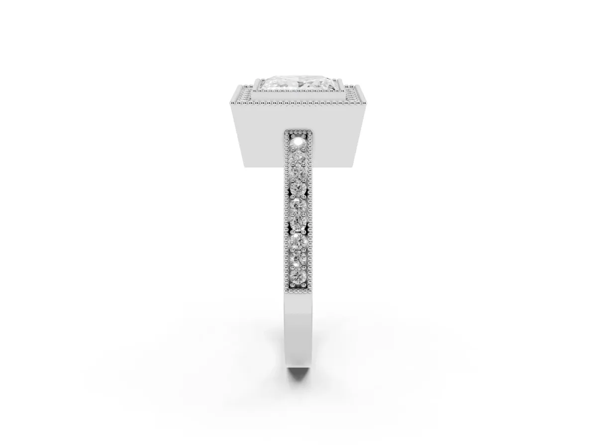 Princess Cut Cut Halo Pavé Diamond Ring Platinum