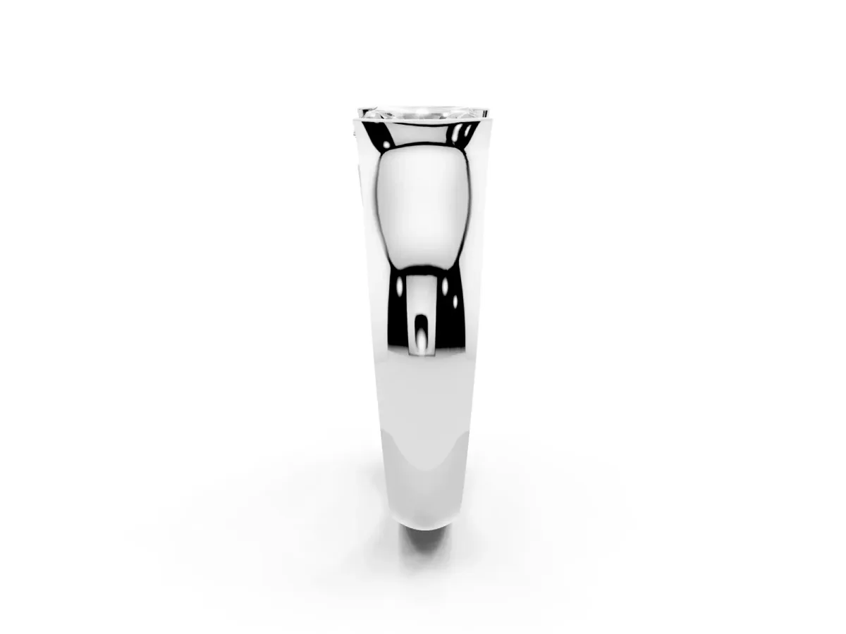Radiant Cut Solitaire Bezel Set Diamond Ring with Wide Band Platinum