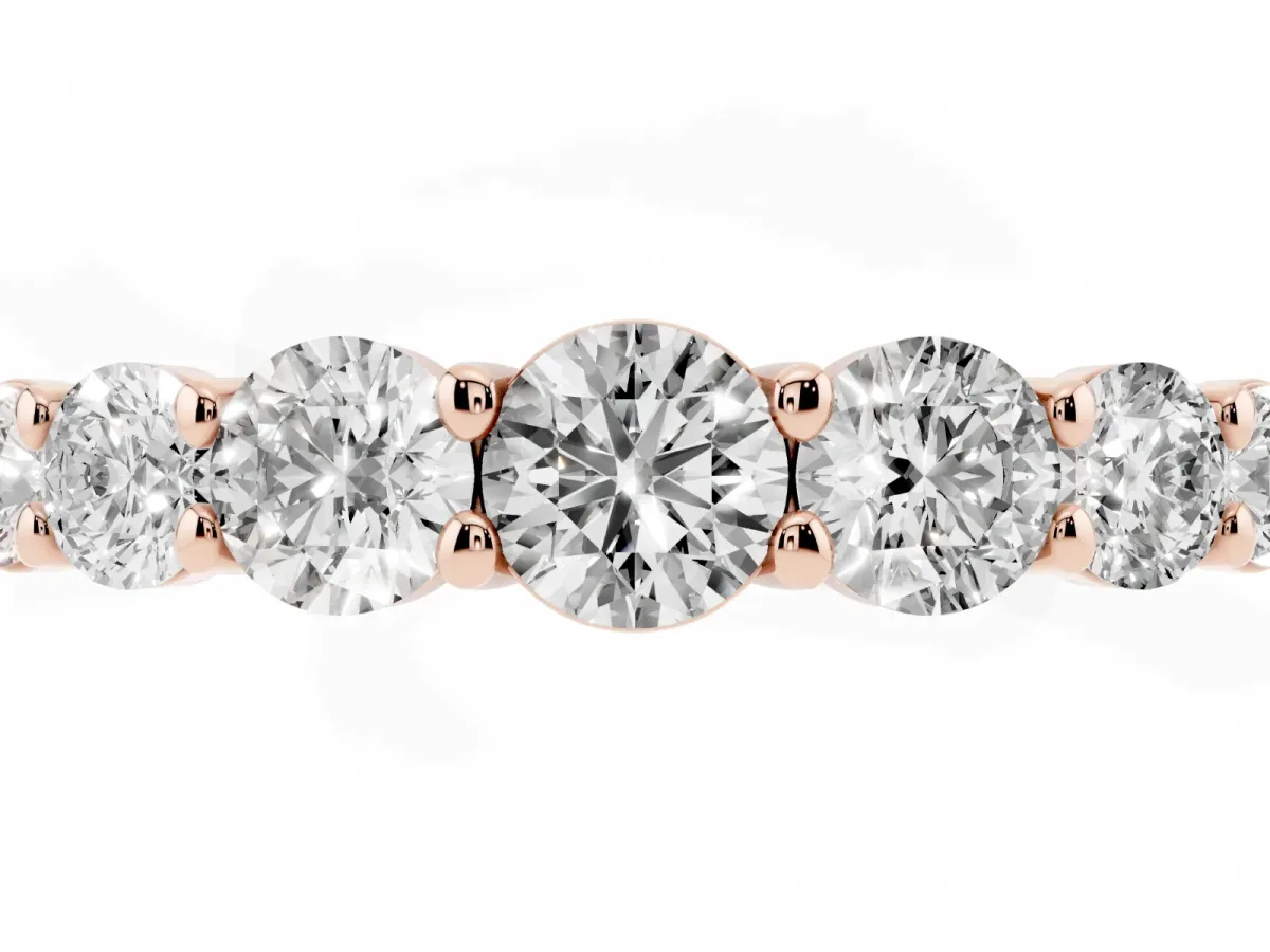 Round Diamond Prong-Set Half-Eternity Band Rose gold