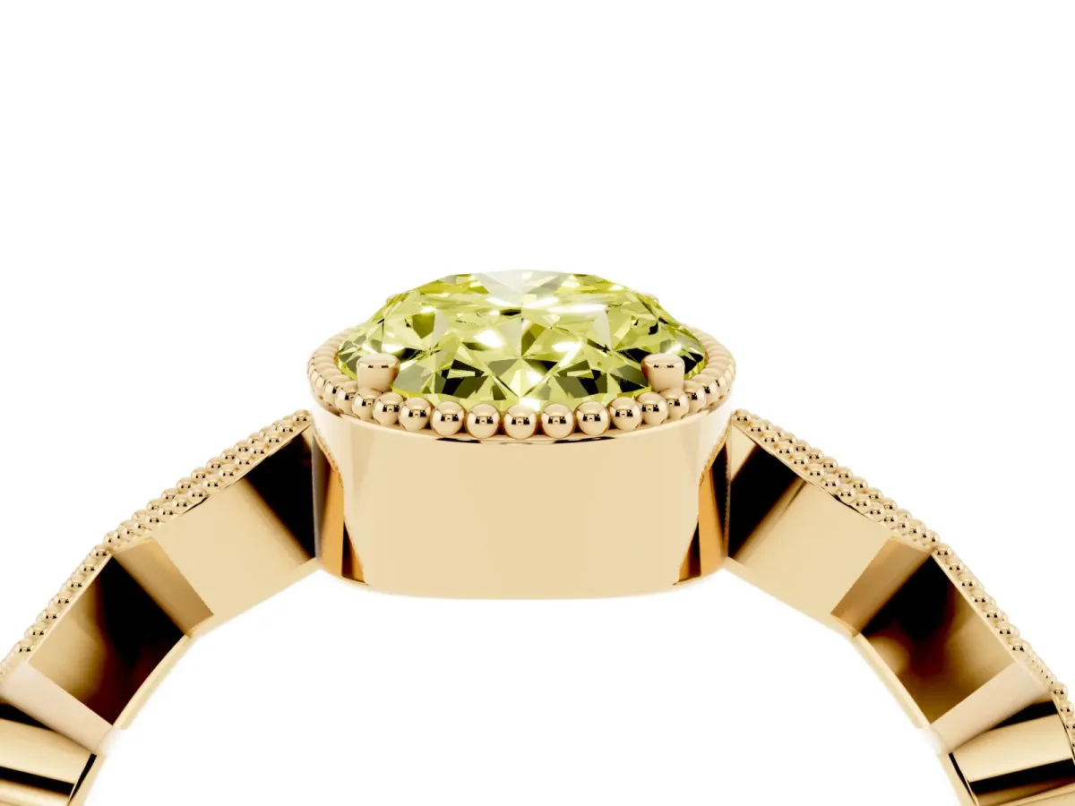 Fancy Yellow Oval Cut Milgrain Marquise Diamond Twist Band Ring Yellow gold