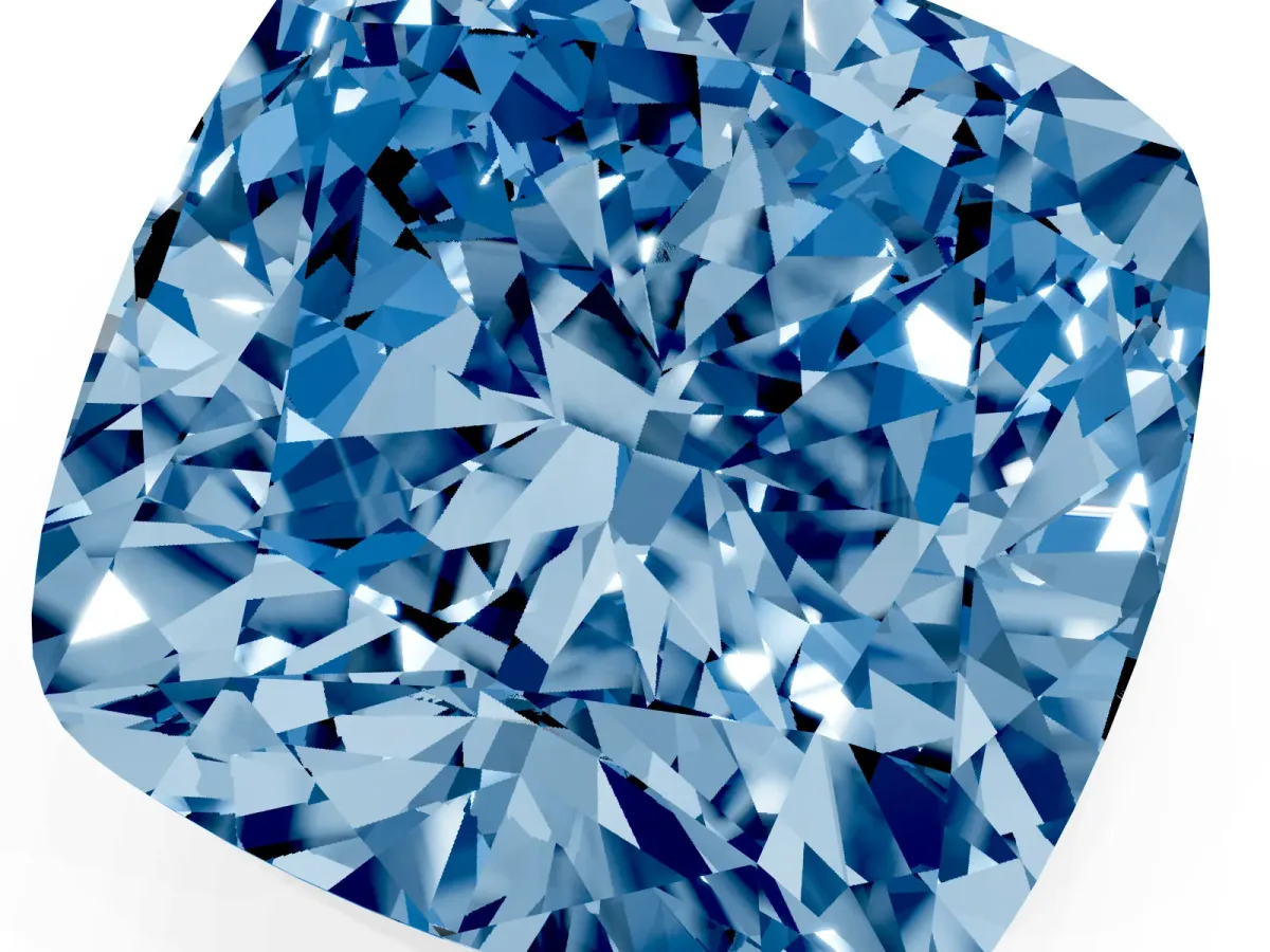 Fancy Blue Cushion Cut Solitaire Engagement Ring with Cathedral Band and Four-Prong Setting Platinum