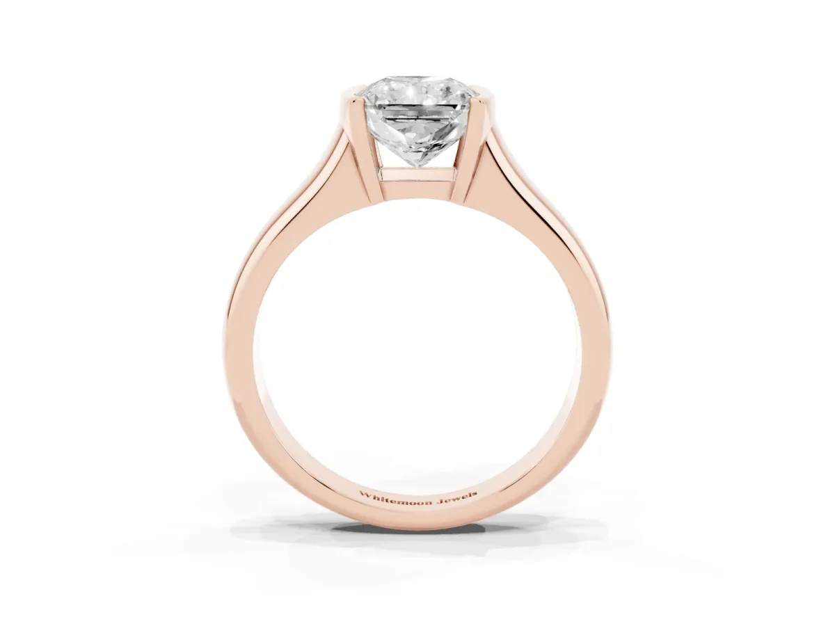 Radiant Cut Solitaire Tension Set Diamond Ring with Split Shank Band Rose gold