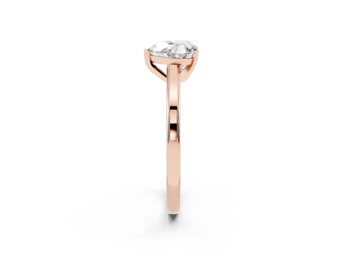 Heart Cut Solitaire Diamond Ring with Four-Prong Setting and Classic Band Rose gold
