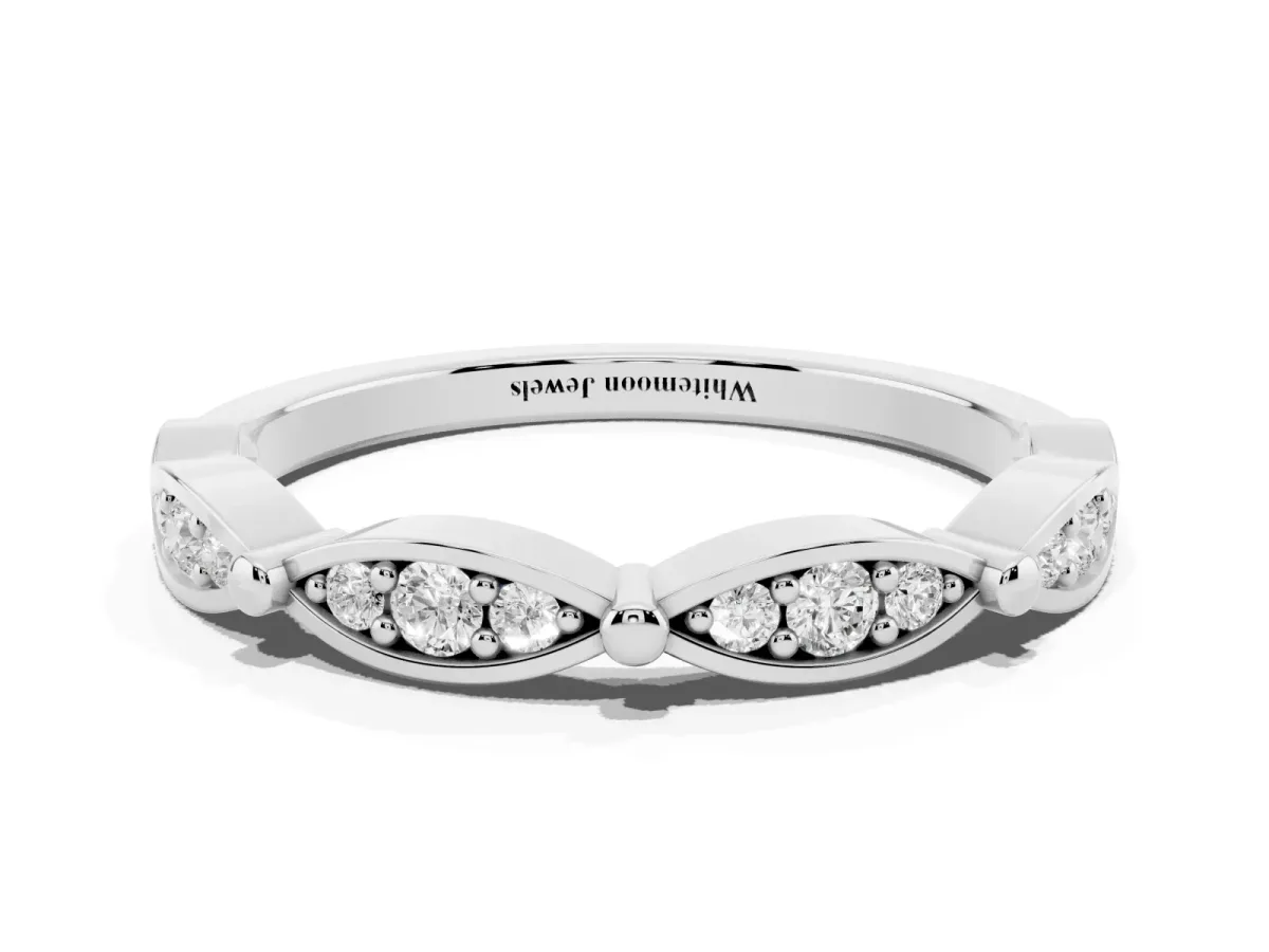 Marquise Diamond Pavé Eternity Band with Bezel Setting Silver