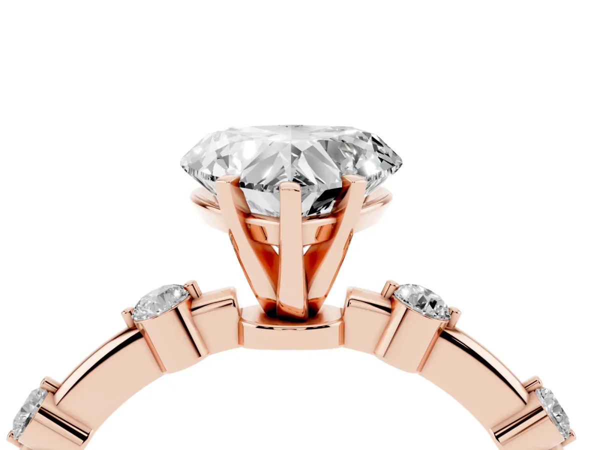Heart Cut Solitaire Diamond Ring with Bezel Set Side Stones and Prong Setting Rose gold