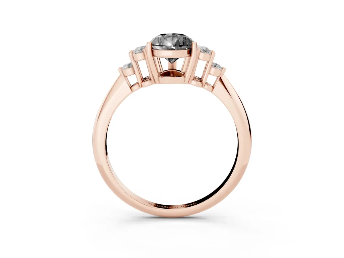 Fancy Black Pear Cut Cut Diamond Cluster Ring with Solitaire Band and Four-Prong Setting Rose gold
