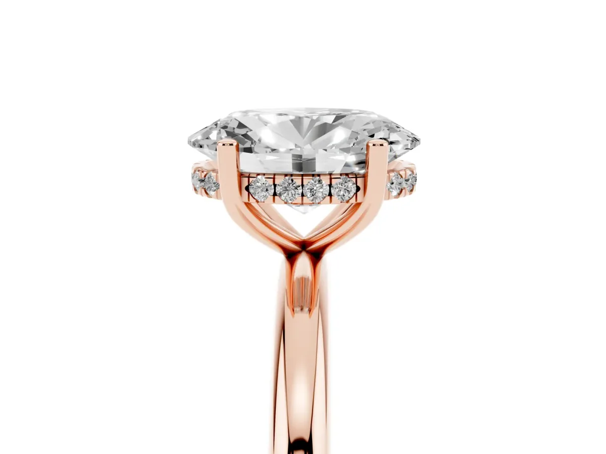 Oval Cut Cut Solitaire Engagement Ring with Four-Prong Setting and Classic Band Rose gold