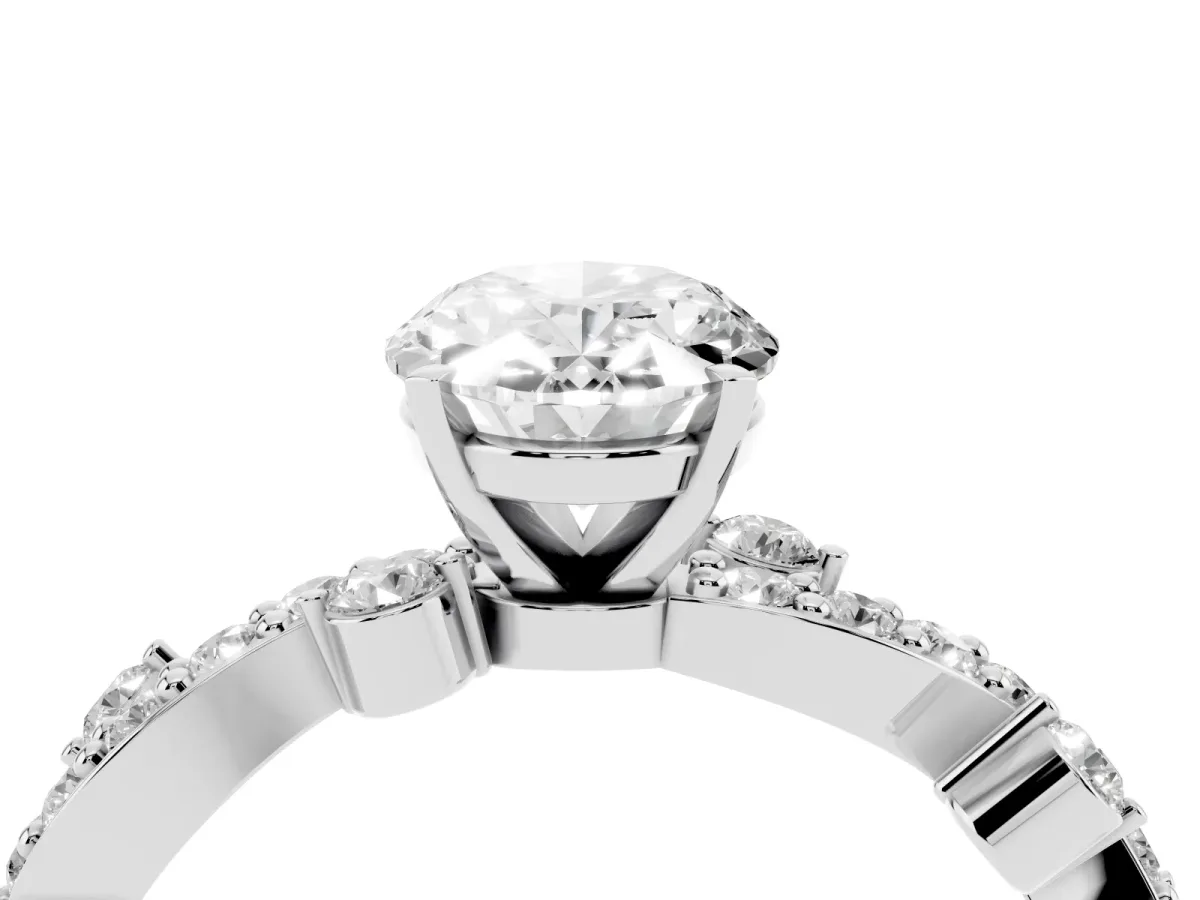 Oval Cut Cut Solitaire Diamond Twisted Band with Pave Setting Platinum
