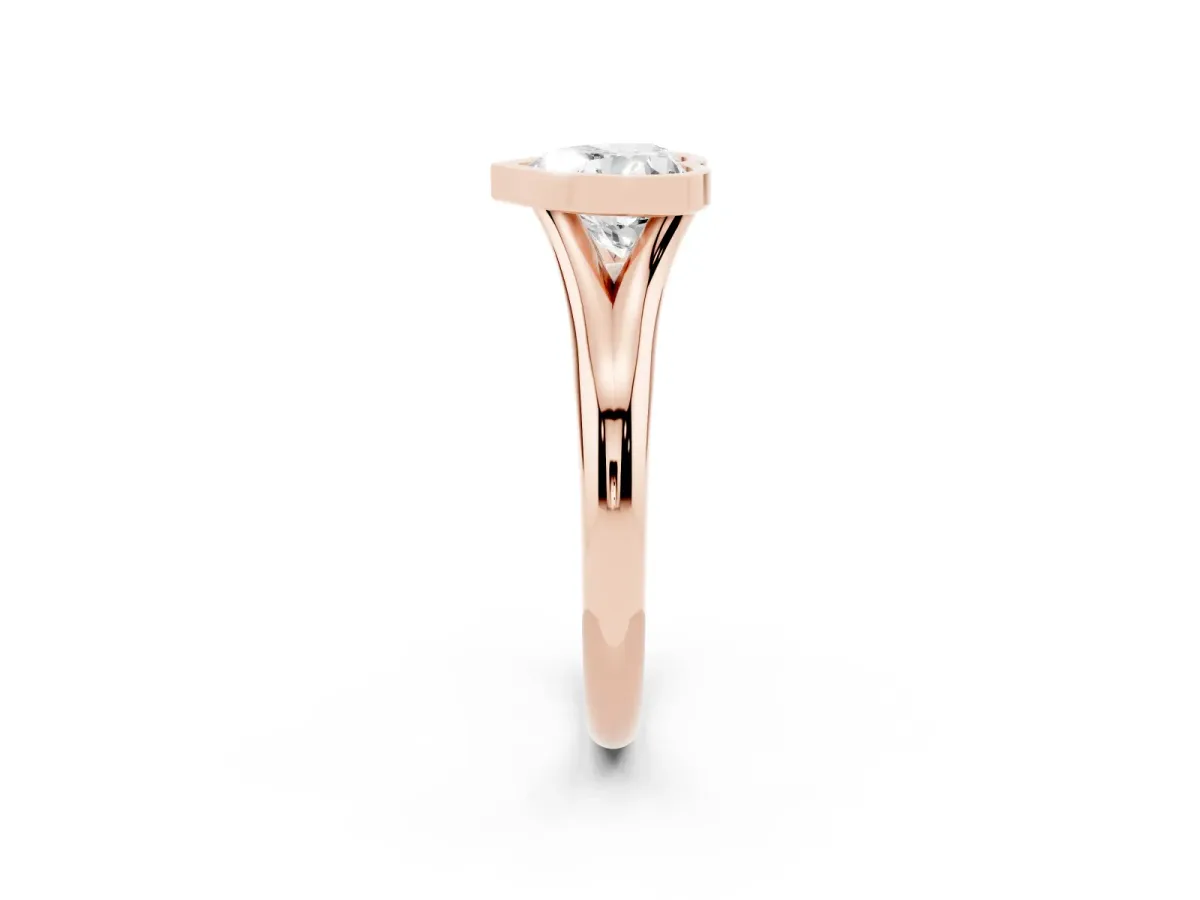 Bezel Set Heart Cut Solitaire Diamond Ring with Smooth Band Rose gold