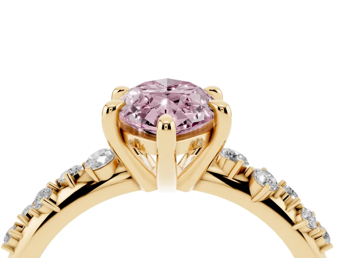 Fancy Pink Marquise Cut Cut Diamond Vine Band with Four-Prong Setting Yellow gold