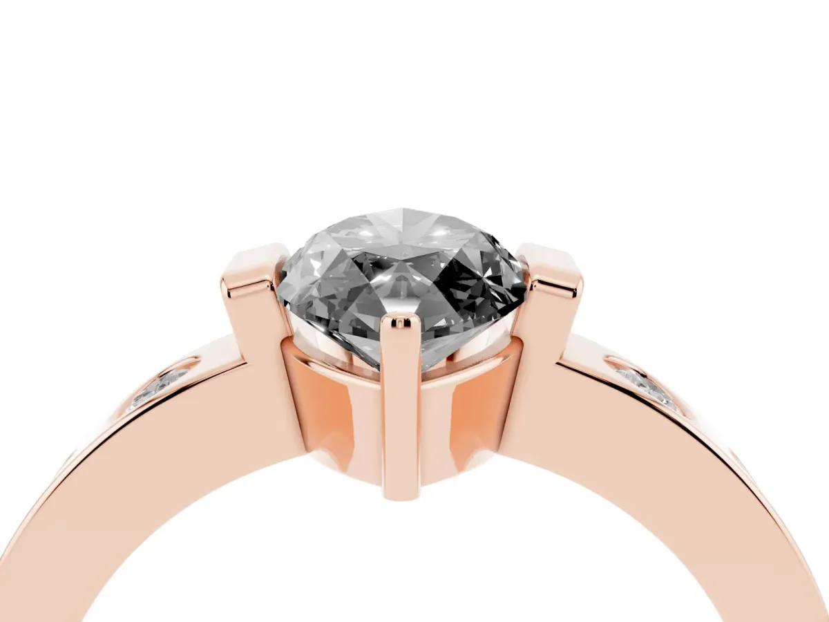 Fancy Black Marquise Cut Brilliant Channel-Set Diamond Ring with Bezel Prong Setting Rose gold